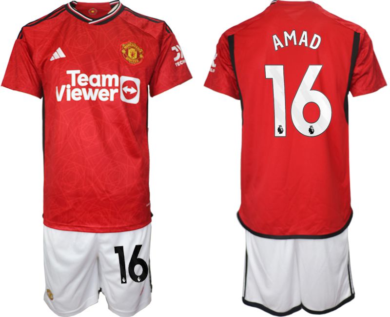 Men 2023-2024 Club Manchester United home red 16 Soccer Jersey